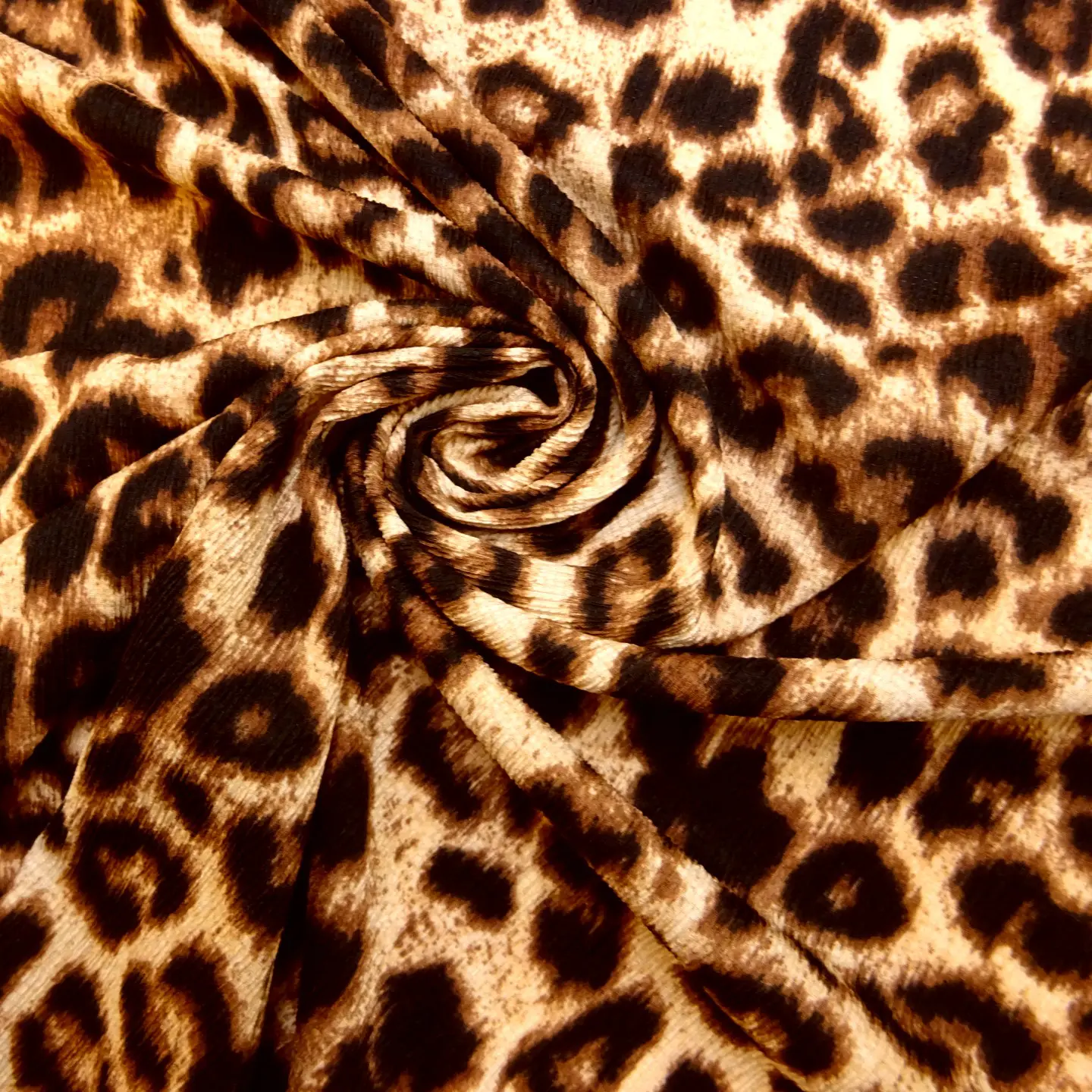 Crepe Textured Fabric With Spandex Drapey Leopards