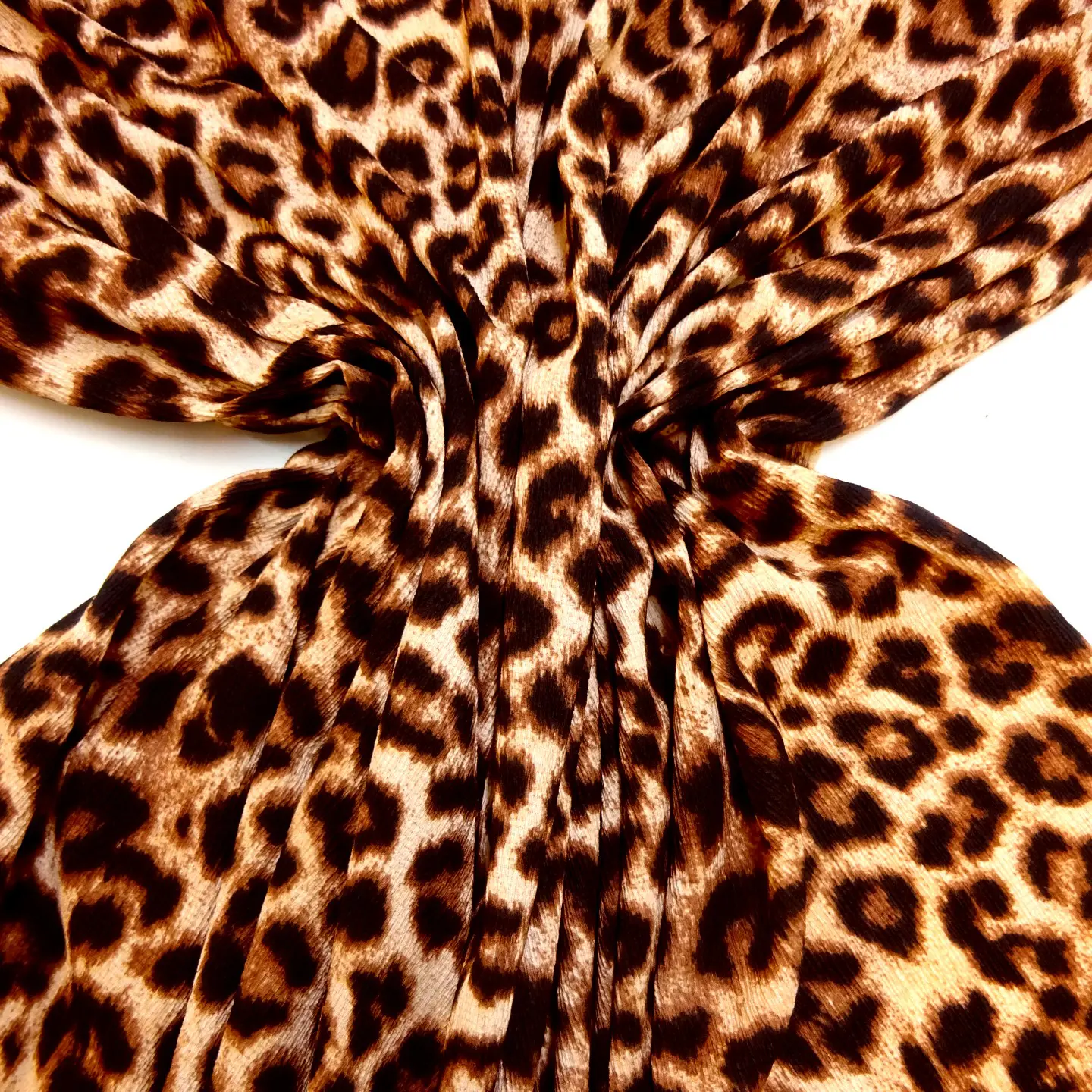 Crepe Textured Fabric With Spandex Drapey Leopards