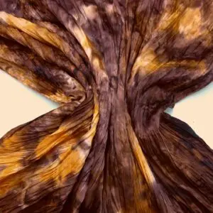 Satin Fabric Pleated Creased Shiny Mocha/Orange