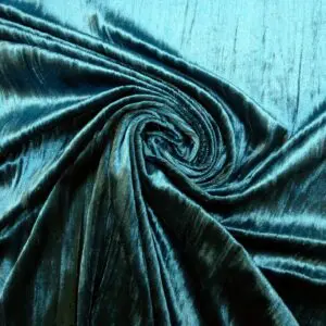 Crushed Velvet Fabric Crinkle Teal