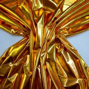 Foil Jersey Fabric Stretch Amber Gold