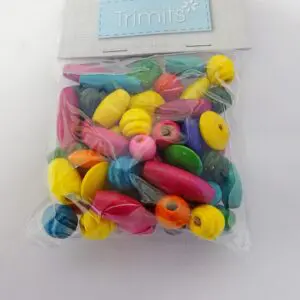 Bead Packets Mixed Wooden Beads Multi Coloured