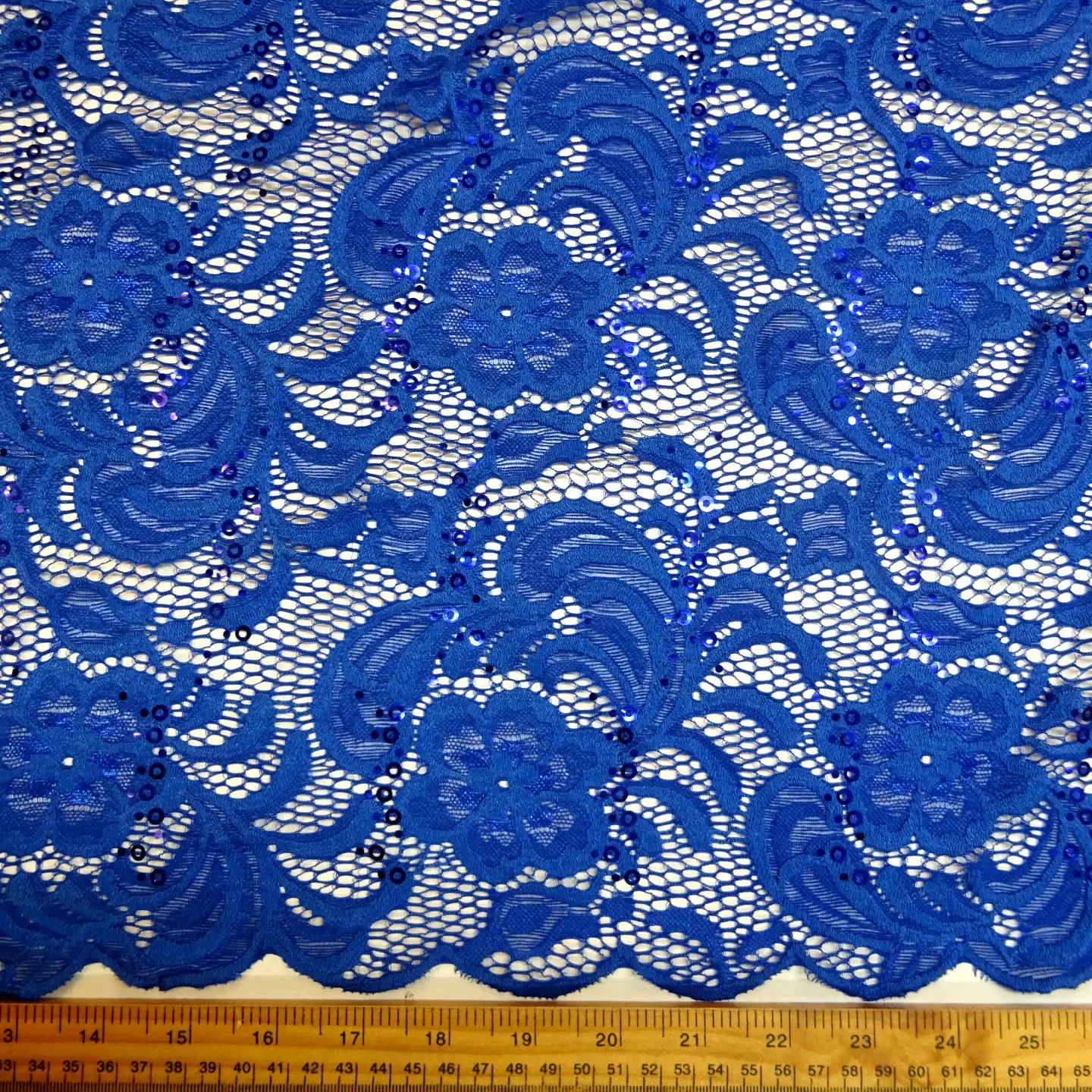 Lace Fabric Heavy With Sequins Tennessee Royal