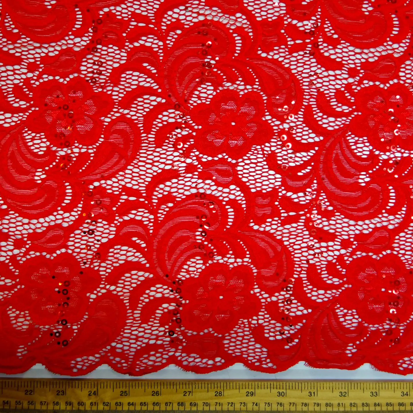 Lace Fabric Heavy With Sequins Tennessee Red