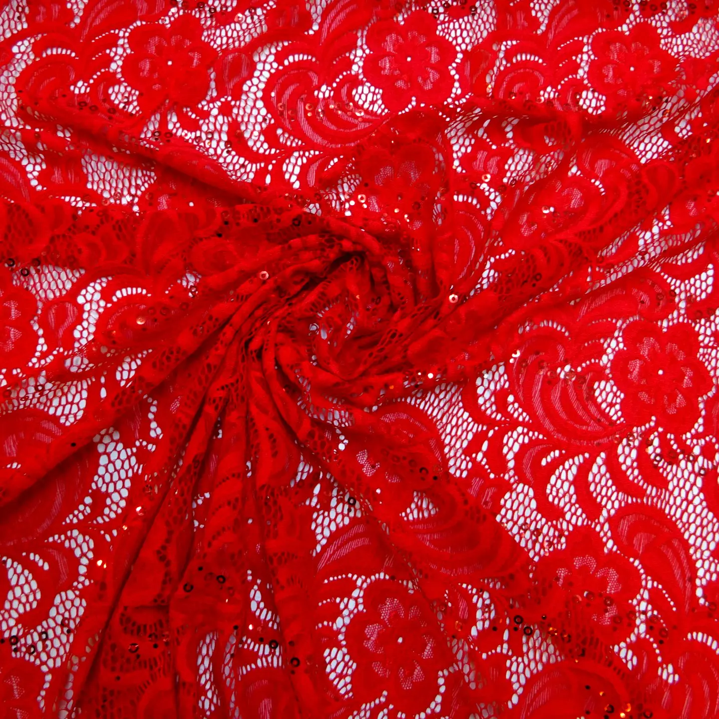 Lace Fabric Heavy With Sequins Tennessee Red