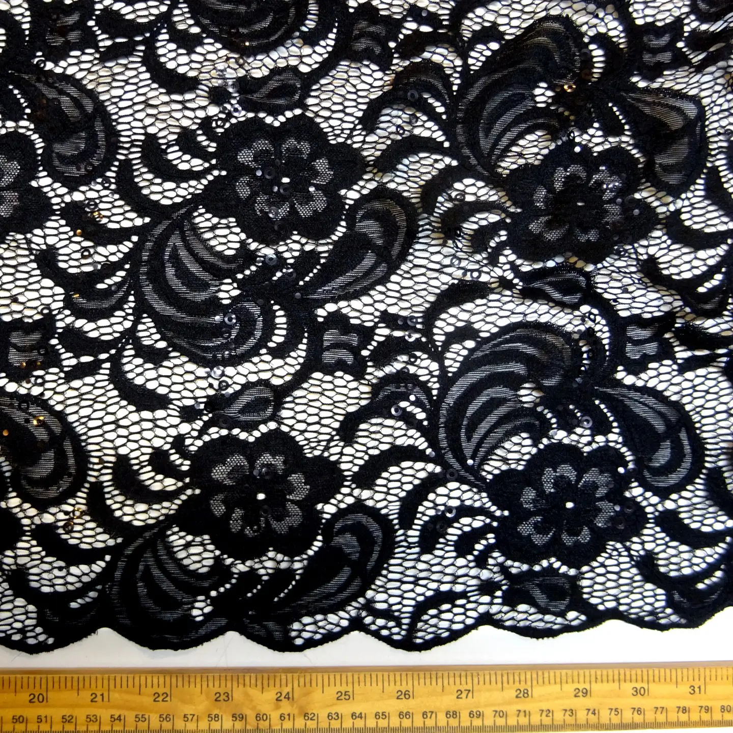 Lace Fabric Heavy With Sequins Tennessee Black