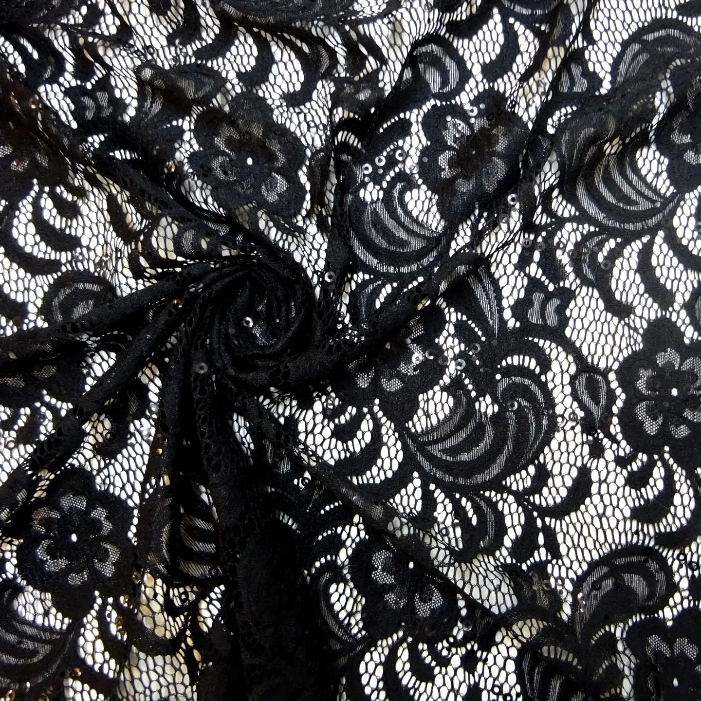 Lace Fabric Heavy With Sequins Tennessee Black
