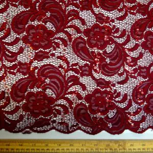 Lace Fabric Heavy With Sequins Tennessee Wine