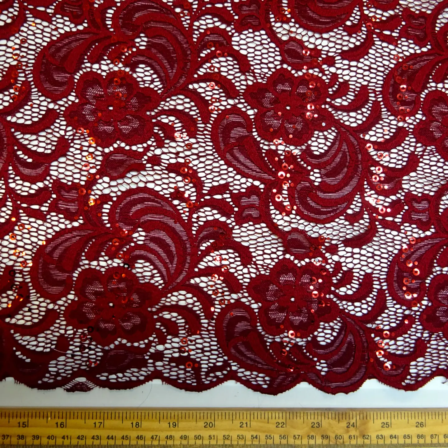 Lace Fabric Heavy With Sequins Tennessee Wine