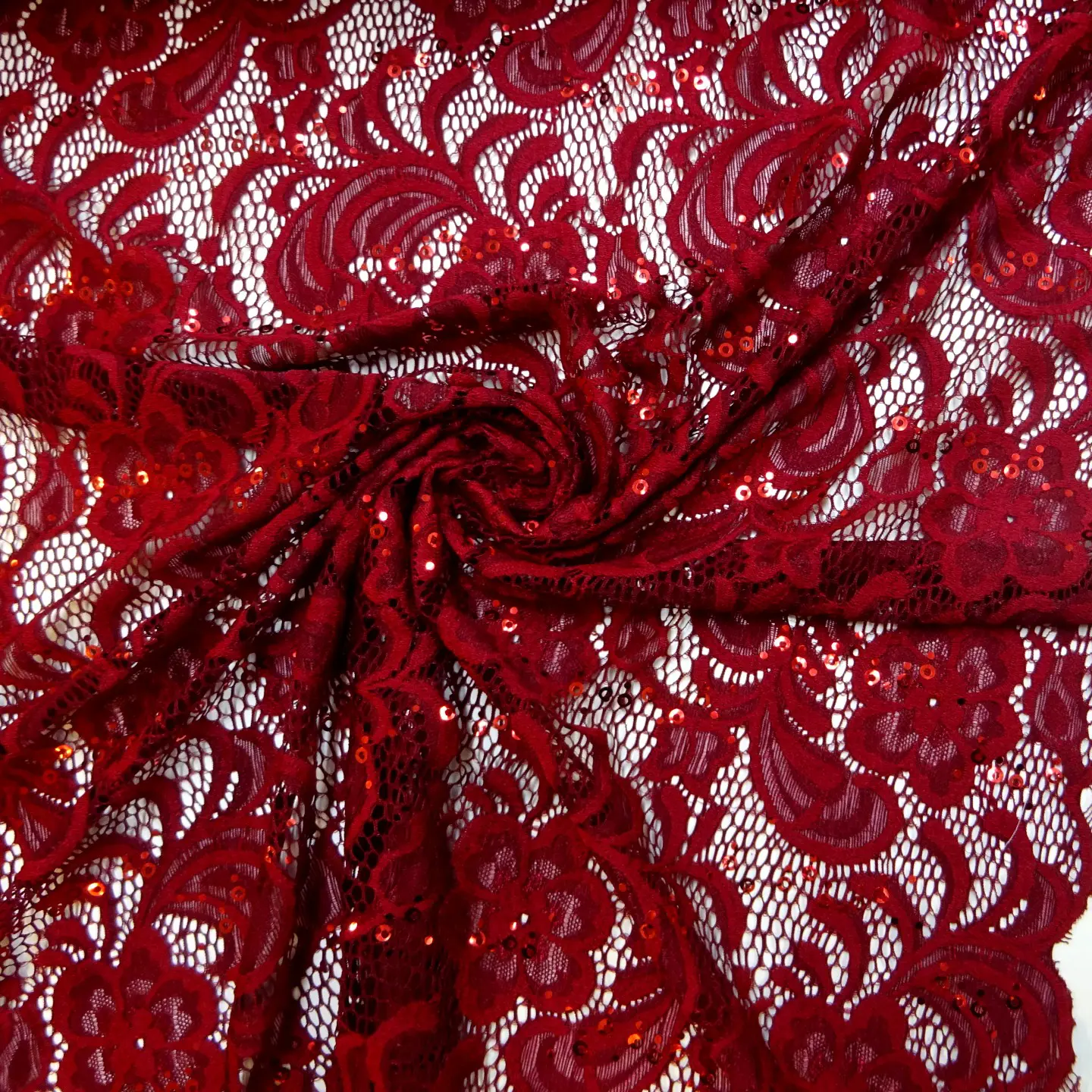 Lace Fabric Heavy With Sequins Tennessee Wine