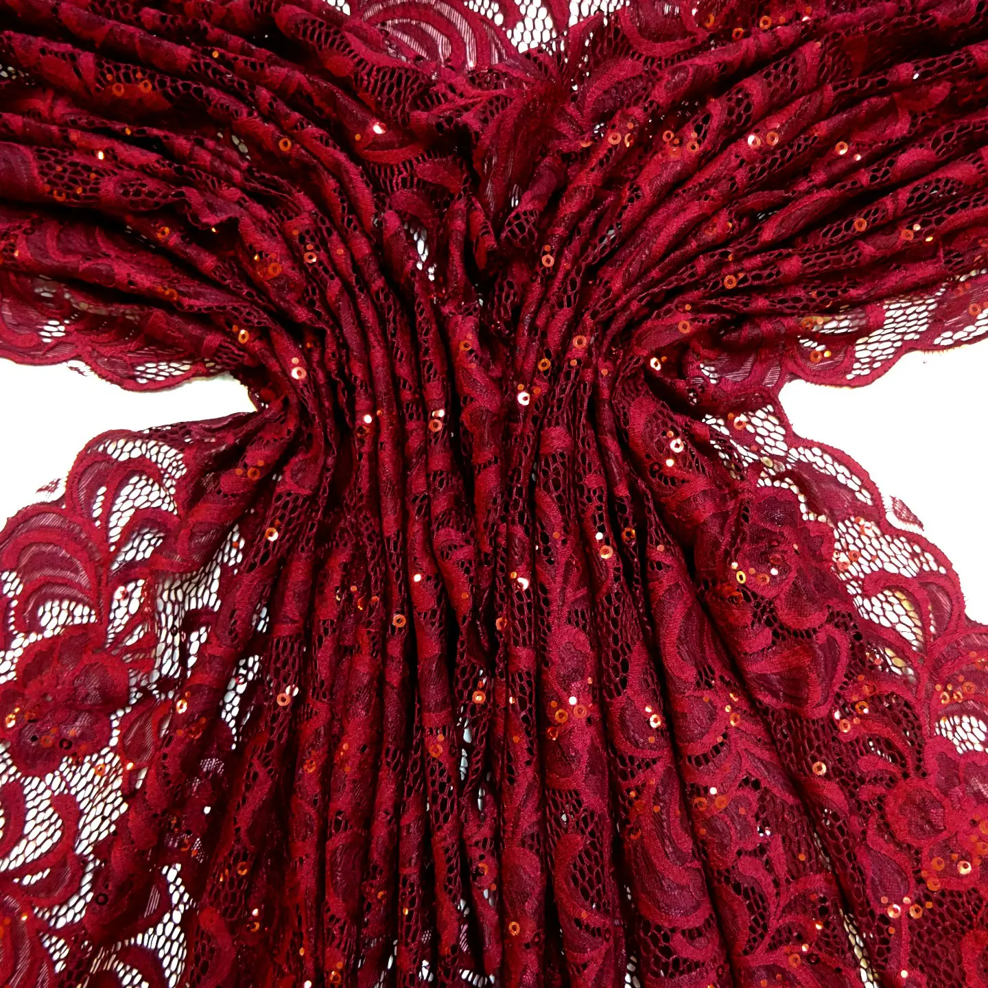Lace Fabric Heavy With Sequins Tennessee Wine