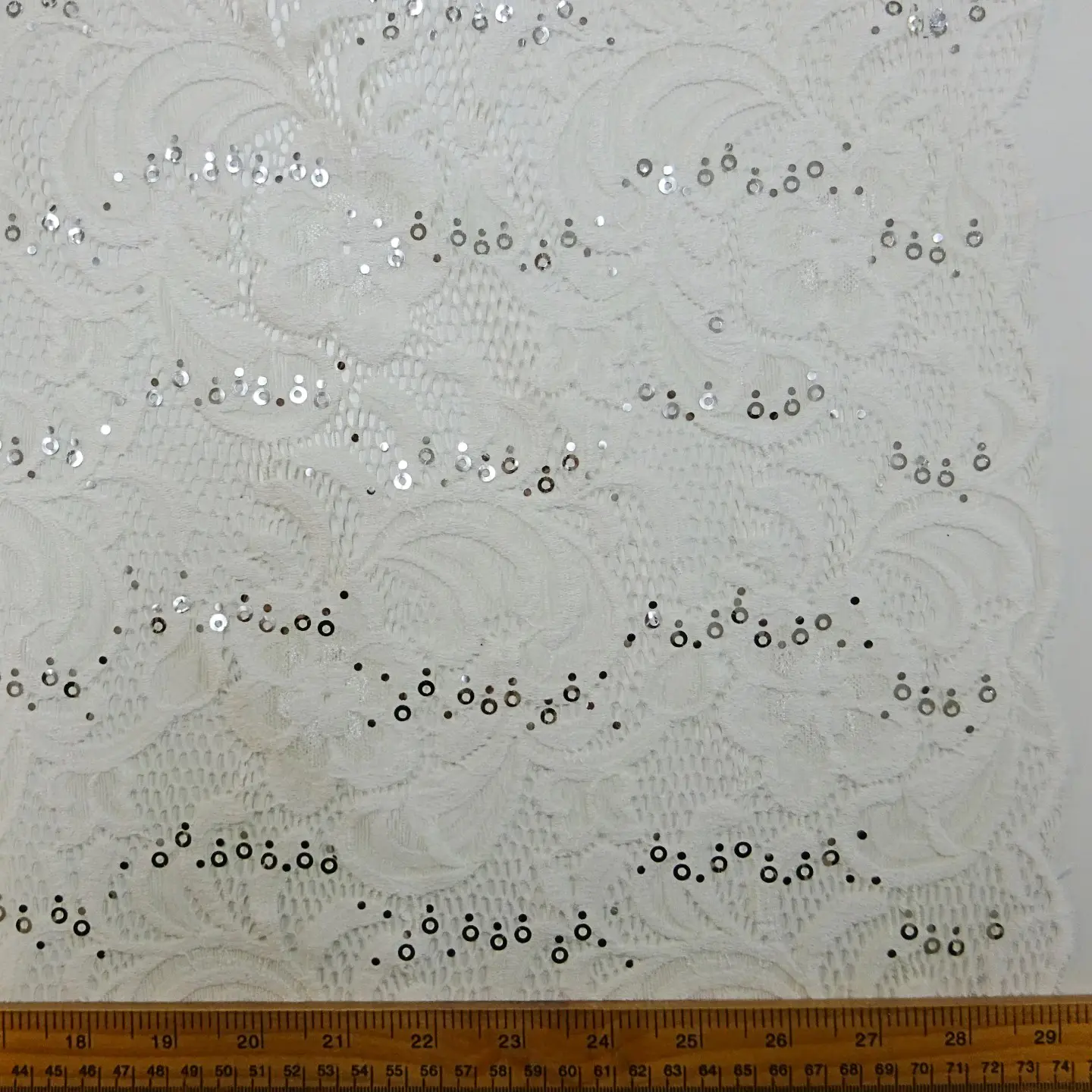 Lace Fabric Heavy With Sequins Tennessee Ivory
