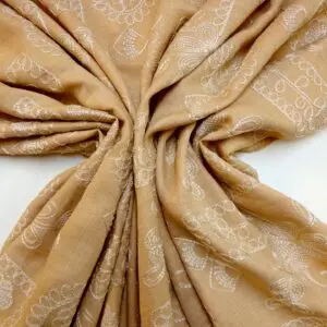 Linen Look Fabric Soft Flowing With Embroidery Honey Sand