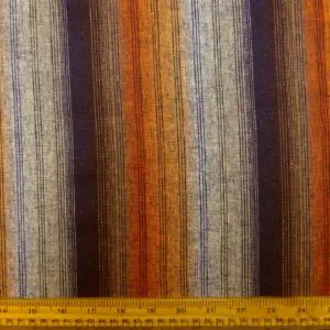 Linen With Bamboo Viscose Fabric Savoy Stripe Copper Beige Aubergine