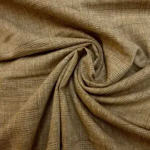 Linen With Bamboo Viscose Fabric Small Prince Of Wales Check Beige
