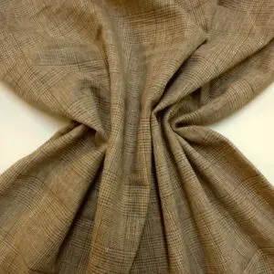 Linen With Bamboo Viscose Fabric Small Prince Of Wales Check Beige