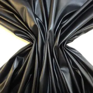 Leather Look Fabric Light Weight Pleather With Mechanical Stretch Black