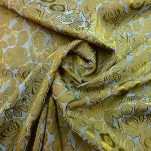Satin Fabric Begonias In Paris Dusky Blue/Sage