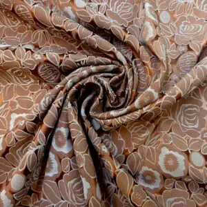 Satin Fabric Begonias In Paris Dusky Rose/Grey