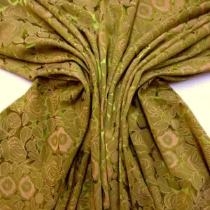 Satin Fabric Begonias In Paris Sage/Gold