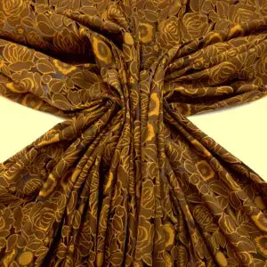 Satin Fabric Begonias In Paris Brown/Amber