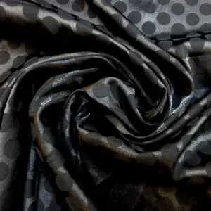 Satin Fabric Penny Spot Black