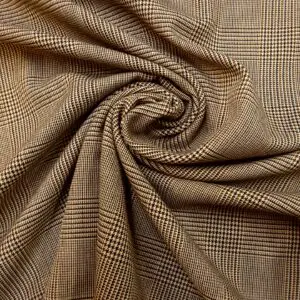 Suiting Fabric Prince Of Wales Brown Cream