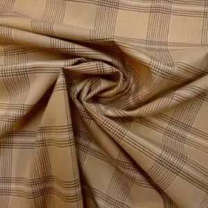 Polycotton Fabric Soft Plaid Beige