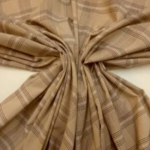 Polycotton Fabric Soft Plaid Beige