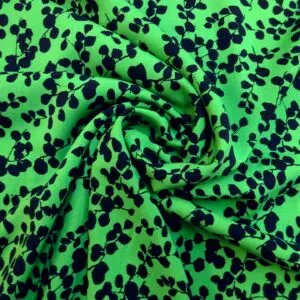 Bamboo Viscose Fabric Floral Chicago Blumes Emerald/Navy