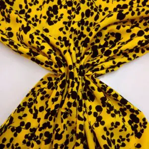 Bamboo Viscose Fabric Floral Chicago Blumes Yellow/Black