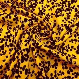 Bamboo Viscose Fabric Floral Chicago Blumes Yellow/Black