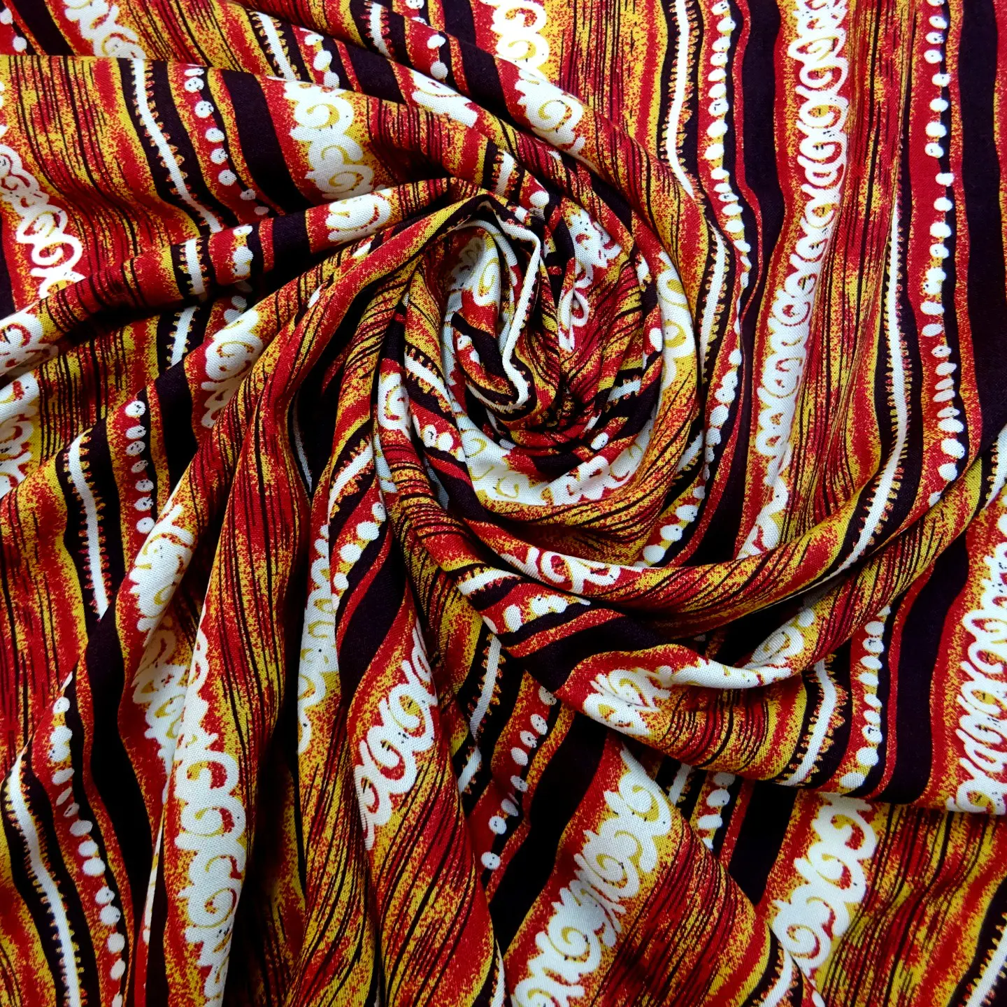 Viscose Fabric Abstract Blood Orange Red