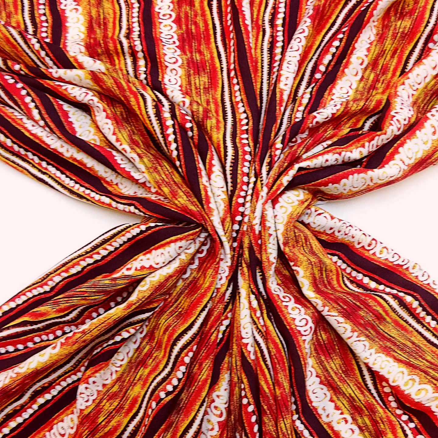 Viscose Fabric Abstract Blood Orange Red