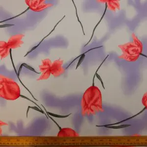 Viscose Fabric Floral Twisting Tulips Lilac Pink