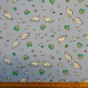 Swans Cotton Fabric Blue