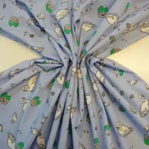 Swans Cotton Fabric Blue