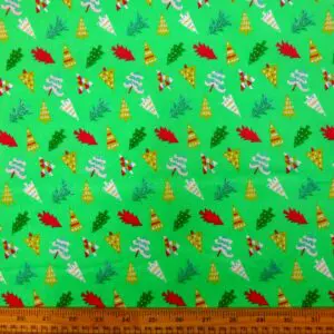 Christmas Fabric Polyester Cotton Christmas Trees Grass Green