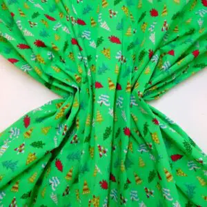 Christmas Fabric Polyester Cotton Christmas Trees Grass Green