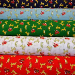 Christmas Fabric Polyester Cotton Dashing Reindeers