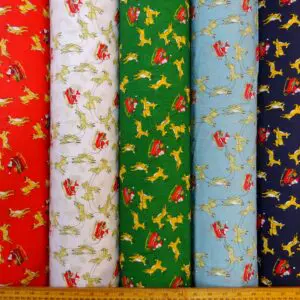 Christmas Fabric Polyester Cotton Dashing Reindeers