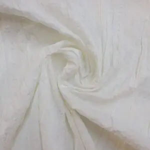 Cotton Fabric Creased Satin Finish With Lace White