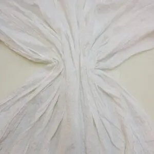 Cotton Fabric Creased Satin Finish With Lace White