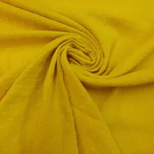 Cotton Fabric Double Gauze Dobby Spot Mustard
