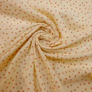 Cotton Fabric Double Gauze Floral Parsnip Patch Cream/Rust