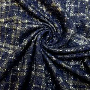 Suiting Fabric Bouclé Faux Coco Chanel Mademoiselle Navy