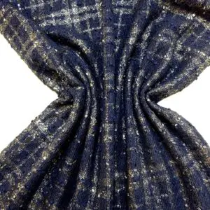 Suiting Fabric Bouclé Faux Coco Chanel Mademoiselle Navy