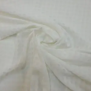 Chiffon Fabric Gingham Seersucker White