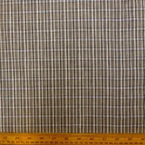 Cotton Fabric Rattan Checks Silver Thread Black Beige