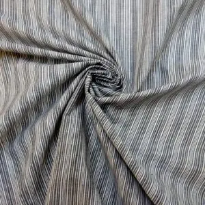 Cotton Fabric Mismatch Stripe Silver Thread Black